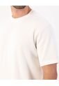Camiseta Texturizada De Cuello Redondo   Para Hombre Crema Patprimo de Patprimo