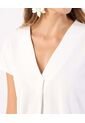 Camiseta Texturizada Con Cuello En V   Para Mujer Blanco Patprimo de Patprimo