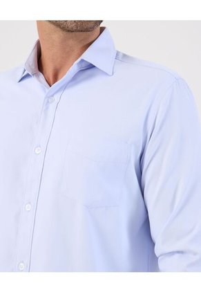 Camisa Formal De Manga Larga Con Bolsillo Para Hombre Azul Patprimo