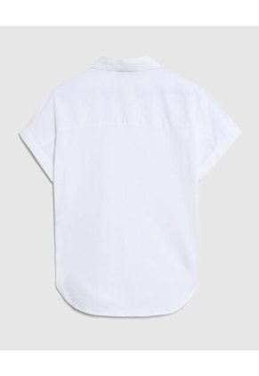Camisa Unicolor De Manga Corta   Para Mujer Blanco Patprimo