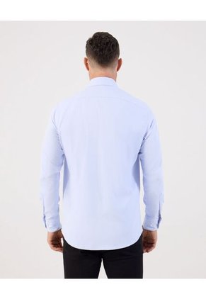 Camisa Formal De Manga Larga Con Bolsillo Para Hombre Azul Patprimo