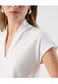 Camiseta Casual Texturizada Escote V   Para Mujer Blanco Patprimo de Patprimo