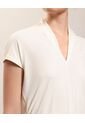 Camiseta Casual Texturizada Escote V   Para Mujer Blanco Patprimo de Patprimo