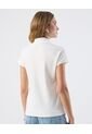 Camiseta Casual Texturizada Escote V   Para Mujer Blanco Patprimo de Patprimo