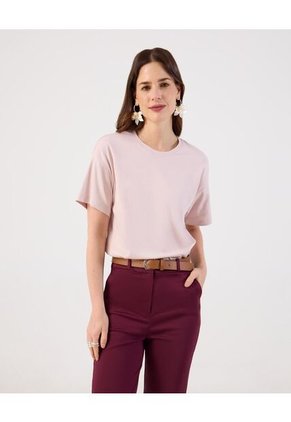 Camiseta  Para Mujer Manga Corta Cuello Redondo Color Rosa Marca Patprimo #30093903
