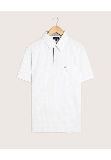 Polo Estampada Cuello Duro , Con Bolsillo  Para Hombre Blanco Patprimo