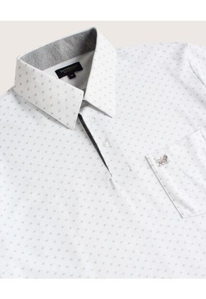 Polo Estampada Cuello Duro , Con Bolsillo  Para Hombre Blanco Patprimo