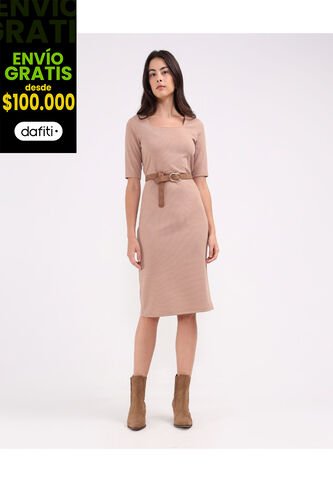 Vestido Para Mujer Manga Corta Color Café  Marca Patprimo #30170974 Patprimo