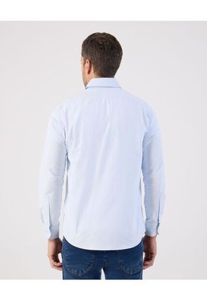 Camisa  Para Hombre Manga Larga Con Bolsillo Cuello Casual M Color Azul Marca Patprimo #44017218