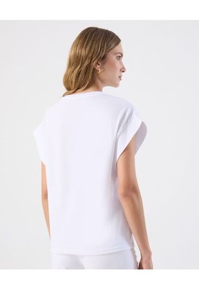 Camiseta  Para Mujer Manga Corta Cuello Redondo Color Blanco Marca Patprimo #30093869