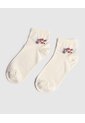 Set X2 De Medias Bordadas Comfort Para Mujer  Para Mujer Crema Patprimo de Patprimo