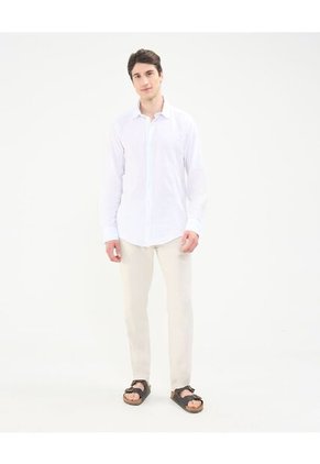 Camisa Guayabera Para Hombre Manga Larga Sin Bolsillo Color Blanco Marca Patprimo #44030388