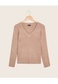 Saco Tejido Cuello En V   Para Mujer Beige Patprimo de Patprimo