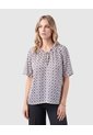 Blusa Estampada De Manga Corta Para Mujer  Para Mujer Blanco Patprimo de Patprimo