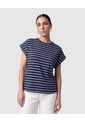 Camiseta Manga Corta A Rayas Para Mujer  Para Mujer Azul Patprimo de Patprimo