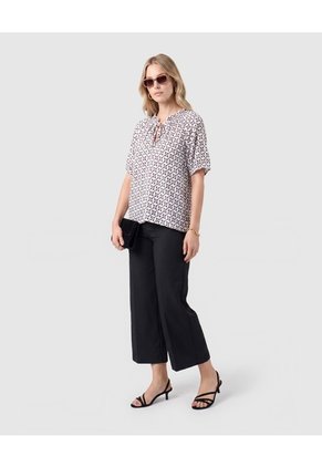 Blusa Estampada De Manga Corta Para Mujer  Para Mujer Blanco Patprimo