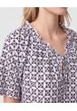 Blusa Estampada De Manga Corta Para Mujer  Para Mujer Blanco Patprimo de Patprimo