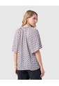 Blusa Estampada De Manga Corta Para Mujer  Para Mujer Blanco Patprimo de Patprimo
