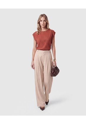 Camiseta Texturizada Manga Corta Para Mujer Para Mujer Naranja Patprimo