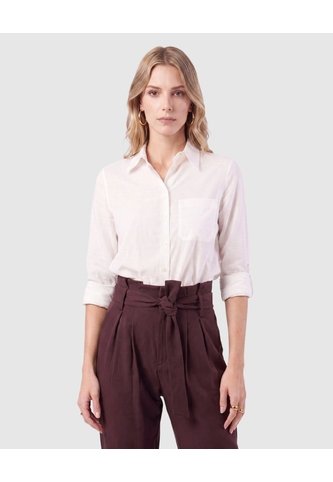 Camisa Unicolor Con Bolsillo Para Mujer  Para Mujer Blanco Patprimo Patprimo