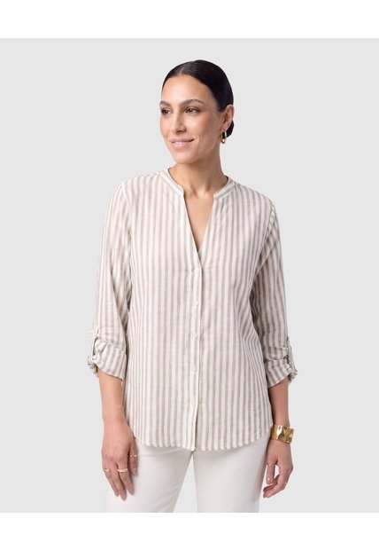 Blusa Manga Larga Con Botones Para Mujer  Para Mujer Café Patprimo