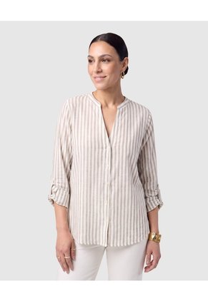 Blusa Manga Larga Con Botones Para Mujer Para Mujer Café Patprimo