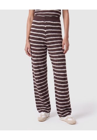 Pantalón De Punto Acanalado Recto Para Mujer  Para Mujer Café Patprimo Patprimo