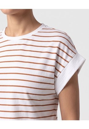 Camiseta Casual A Rayas Para Mujer Para Mujer Café Patprimo