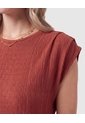 Camiseta Texturizada Manga Corta Para Mujer  Para Mujer Naranja Patprimo de Patprimo