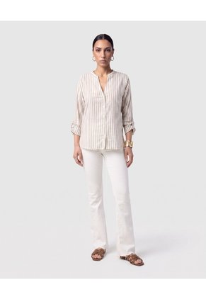 Blusa Manga Larga Con Botones Para Mujer Para Mujer Café Patprimo