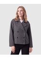 Chaqueta Cruzada De Corte Corto Para Mujer  Para Mujer Gris Patprimo de Patprimo