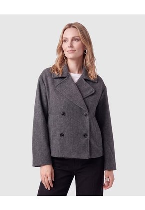 Chaqueta Cruzada De Corte Corto Para Mujer Para Mujer Gris Patprimo