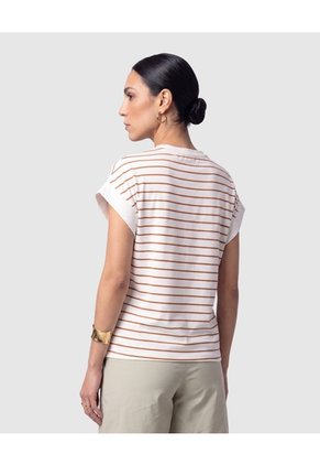 Camiseta Casual A Rayas Para Mujer Para Mujer Café Patprimo