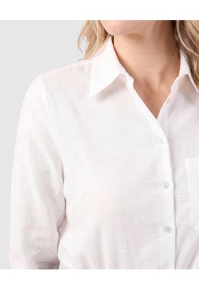 Camisa Unicolor Con Bolsillo Para Mujer  Para Mujer Blanco Patprimo