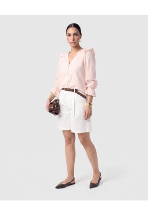Blusa Manga Larga Con Botones Para Mujer Para Mujer Rosa Patprimo