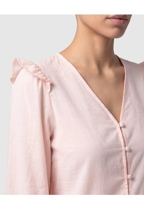 Blusa Manga Larga Con Botones Para Mujer Para Mujer Rosa Patprimo