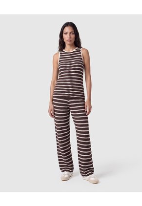 Pantalón De Punto Acanalado Recto Para Mujer  Para Mujer Café Patprimo