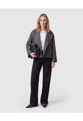 Chaqueta Cruzada De Corte Corto Para Mujer Para Mujer Gris Patprimo