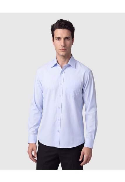 Camisa Manga Larga Formal Para Hombre  Para Hombre Azul Patprimo
