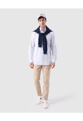 Camisa Manga Larga A Rayas Para Hombre Para Hombre Azul Patprimo