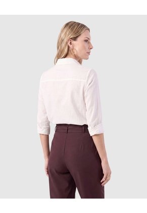 Camisa Unicolor Con Bolsillo Para Mujer  Para Mujer Blanco Patprimo