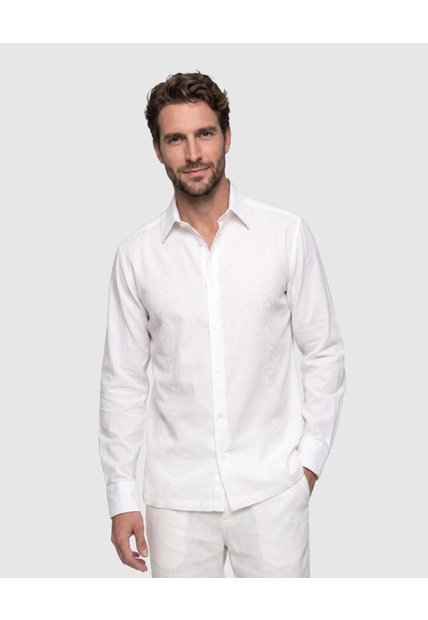 Camisa Guayabera Manga Larga Para Hombre  Para Hombre Blanco Patprimo