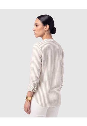 Blusa Manga Larga Con Botones Para Mujer Para Mujer Café Patprimo