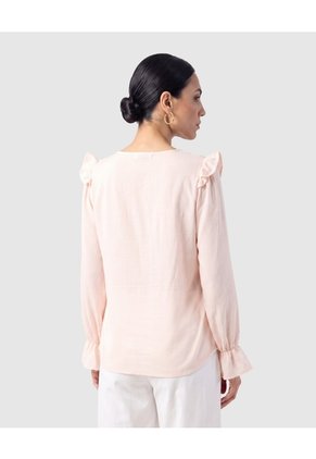 Blusa Manga Larga Con Botones Para Mujer Para Mujer Rosa Patprimo