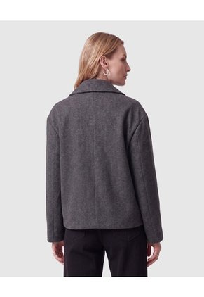 Chaqueta Cruzada De Corte Corto Para Mujer Para Mujer Gris Patprimo