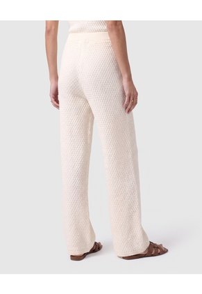 Pantalón Tejido De Corte Recto Para Mujer  Para Mujer Crema Patprimo