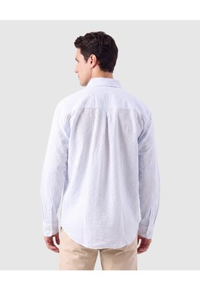Camisa Manga Larga A Rayas Para Hombre Para Hombre Azul Patprimo