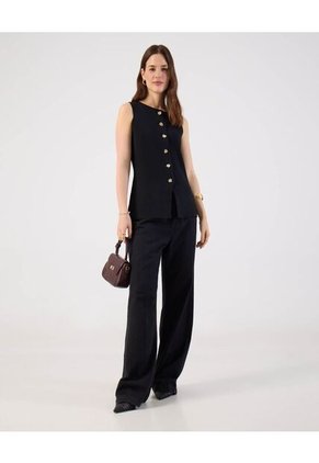 Chaleco  Para Mujer Tejido Color Negro Marca Patprimo #30250046