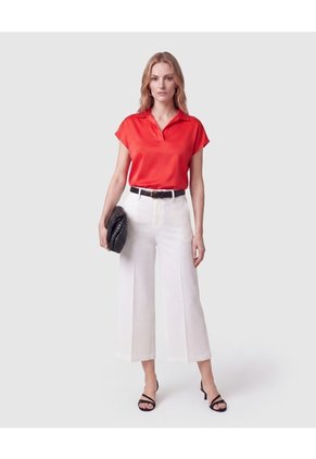 Blusa Unicolor Manga Corta Para Mujer  Para Mujer Rojo Patprimo