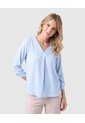 Blusa Manga 3/4 Con Escote V Para Mujer  Para Mujer Azul Patprimo de Patprimo
